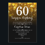 Invitación Surprise 60th Birthday - Black Gold White<br><div class="desc">Sorpresa Invitación a los 60 Años. Elegante diseño blanco dorado negro. Presenta luces de bokeh y tipo de letra de guión. Invitación de cumpleaños adultos hombres o mujeres. Perfecto para una elegante fiesta de cumpleaños. Mándame un mensaje si necesitas más personalización.</div>