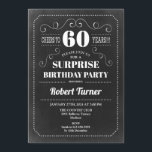 Invitación Surprise 60th Birthday - Chalkboard<br><div class="desc">Sorpresa 60th Birthday Invitation Elegante diseño retro de pizarra en blanco y negro.</div>