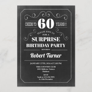 Invitación Surprise 60th Birthday - Chalkboard