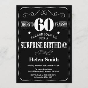 Invitación Surprise 60th Birthday Invitation Chalkboard