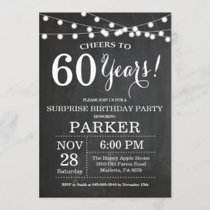 Invitación Surprise 60th Birthday Invitation Chalkboard