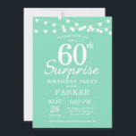 Invitación Surprise 60th Birthday Invitation Mint Green<br><div class="desc">Sorpresa 60.ª Invitación de cumpleaños con String Lights. Fondo Verde Mint. Cumpleaños de hombres o mujeres. 13.º 15.º 16.º 18.º 20.21.30.40.50.60.70.80.90.100,  cualquier edad. Para una mayor personalización,  haga clic en el botón "Personalizar" y utilice nuestra herramienta de diseño para modificar esta plantilla.</div>
