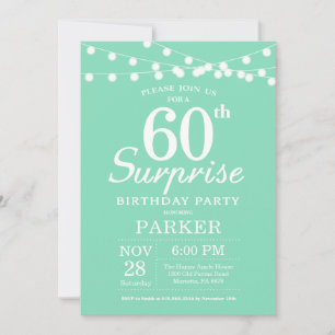 Invitación Surprise 60th Birthday Invitation Mint Green