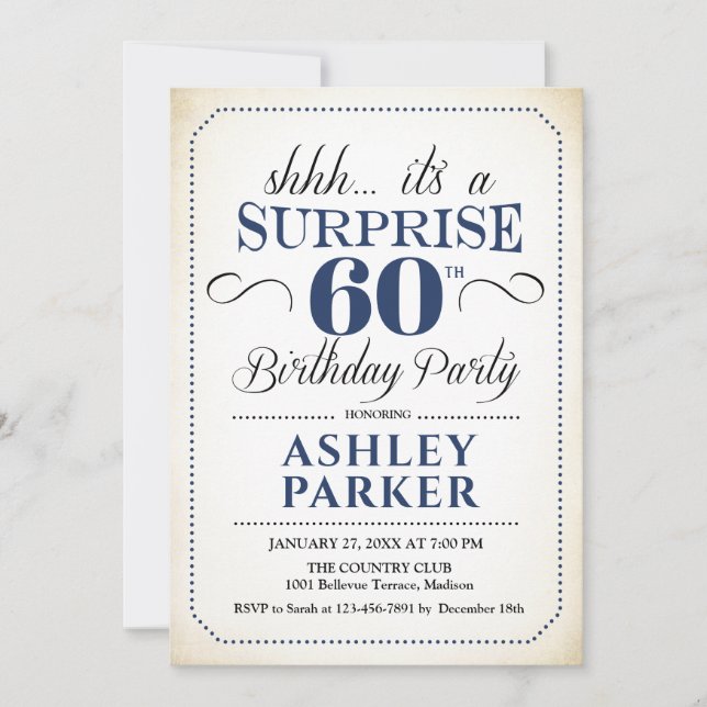 Invitación Surprise 60th Birthday Party (Anverso)