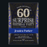 Invitación Surprise 60th Birthday Party - Azul de la Marina d<br><div class="desc">Sorpresa 60.ª invitación a la fiesta de cumpleaños Diseño elegante en falso oro purpurina,  azul real,  marina</div>