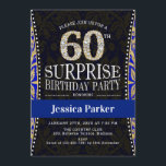 Invitación Surprise 60th Birthday Party - Azul de la Marina d<br><div class="desc">Sorpresa 60.ª invitación a la fiesta de cumpleaños Diseño elegante en falso oro purpurina,  azul real,  marina</div>