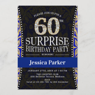 Invitación Surprise 60th Birthday Party - Azul de la Marina d