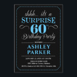 Invitación Surprise 60th Birthday Party - Black Blue<br><div class="desc">Sorpresa 60.ª Invitación a la fiesta de cumpleaños. Sencillo diseño elegante en negro,  azul claro y blanco. Presenta una fuente de script elegante. Celebración sorpresa de cumpleaños para hombre o mujer. ¡Se puede personalizar en cualquier edad!</div>