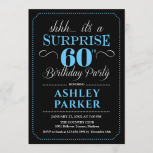 Invitación Surprise 60th Birthday Party - Black Blue