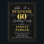 Invitación Surprise 60th Birthday Party - Black Gold<br><div class="desc">Sorpresa 60.ª Invitación a la fiesta de cumpleaños. Sencillo diseño elegante en blanco y oro negro. Presenta una fuente de script elegante. Celebración sorpresa de cumpleaños para hombre o mujer. ¡Se puede personalizar en cualquier edad!</div>