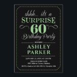 Invitación Surprise 60th Birthday Party - Black Green<br><div class="desc">Sorpresa 60.ª Invitación a la fiesta de cumpleaños. Diseño sencillo y elegante en blanco y verde negro. Presenta una fuente de script elegante. Celebración sorpresa de cumpleaños para hombre o mujer. ¡Se puede personalizar en cualquier edad!</div>