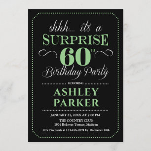 Invitación Surprise 60th Birthday Party - Black Green