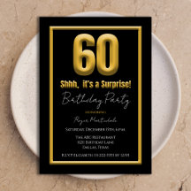 Surprise 60th Birthday Party Bold Gold and Black 