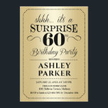Invitación Surprise 60th Birthday Party - Gold<br><div class="desc">Sorpresa 60.ª Invitación a la fiesta de cumpleaños. Diseño sencillo y elegante en oro y negro. Con un patrón de Relieve metalizado de oro falso y un tipo de letra de guión elegante. Celebración sorpresa de cumpleaños para hombre o mujer. ¡Se puede personalizar en cualquier edad!</div>