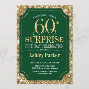 Invitación Surprise 60th Birthday Party - Gold Green