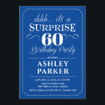 Invitación Surprise 60th Birthday Party - Navy White<br><div class="desc">Sorpresa 60.ª Invitación a la fiesta de cumpleaños. Sencillo diseño de estilo marinero y blanco. Celebración sorpresa de cumpleaños para hombre o mujer. ¡Se puede personalizar en cualquier edad!</div>