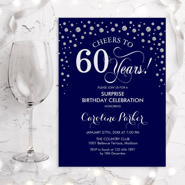 Invitación Surprise 60th Birthday Party - Plata de la Marina (Subido por el creador)