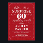 Invitación Surprise 60th Birthday Party - Red White<br><div class="desc">Sorpresa 60.ª Invitación a la fiesta de cumpleaños. Sencillo diseño elegante en rojo oscuro y blanco. Presenta una fuente de script elegante. Celebración sorpresa de cumpleaños para hombre o mujer. ¡Se puede personalizar en cualquier edad!</div>