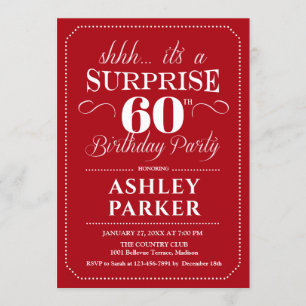 Invitación Surprise 60th Birthday Party - Red White