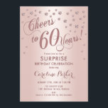 Invitación Surprise 60th Birthday Party - Rosa Gold<br><div class="desc">Sorpresa 60th Birthday Party Invitation Elegante diseño con falso oro rosa purpurina. Presenta el tipo de letra del guión y el perfil. ¡Salud a 60 años! Mándame un mensaje si necesitas una edad personalizado.</div>