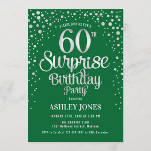 Invitación Surprise 60th Birthday Party - Silver y Green