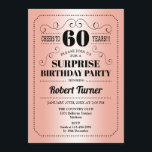 Invitación Surprise 60th Birthday - Rosa Gold Black<br><div class="desc">Sorpresa Invitación a los 60 Años. Diseño retro en falso oro rosa y negro. ¡Salud a 60 años! También se puede personalizar en cualquier año.</div>