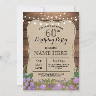 Invitación SURPRISE 60th y cualquier persona de edad invitada