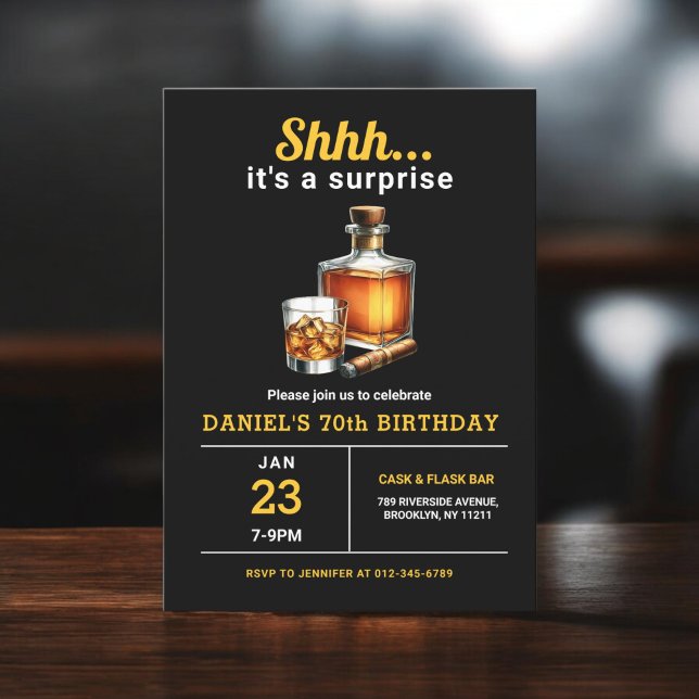 Invitación Surprise 70.ª fiesta de cumpleaños de Whiskey Ciga (Subido por el creador)