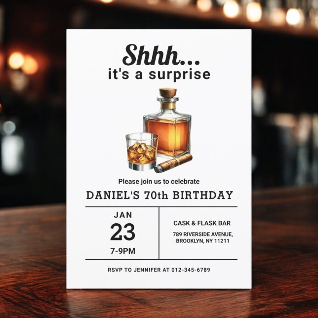 Invitación Surprise 70.ª fiesta de cumpleaños de Whiskey Ciga (Subido por el creador)