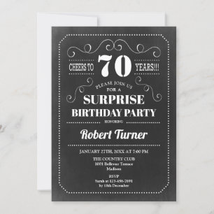 Invitación Surprise 70th Birthday - Chalkboard