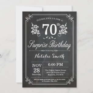 Invitación Surprise 70th Birthday Invitation Chalkboard
