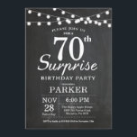 Invitación Surprise 70th Birthday Invitation Chalkboard<br><div class="desc">Sorpresa 70.ª Invitación de cumpleaños con las luces de cadena de Chalkboard. 13.º 15.º 16.º 18.º 21.30.40.50.60.70.80.90.100,  Cualquier edad. Para una mayor personalización,  haga clic en el botón "Personalizar" y utilice nuestra herramienta de diseño para modificar esta plantilla.</div>