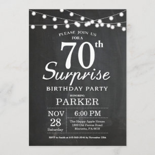 Invitación Surprise 70th Birthday Invitation Chalkboard