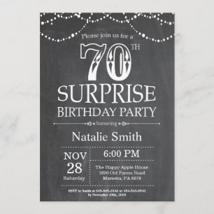 Invitación Surprise 70th Birthday Invitation Chalkboard
