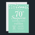Invitación Surprise 70th Birthday Invitation Mint Green<br><div class="desc">Sorpresa 70.ª Invitación de cumpleaños con String Lights. Fondo Verde Mint. Cumpleaños de hombres o mujeres. 13.º 15.º 16.º 18.º 20.21.30.40.50.60.70.80.90.100,  cualquier edad. Para una mayor personalización,  haga clic en el botón "Personalizar" y utilice nuestra herramienta de diseño para modificar esta plantilla.</div>