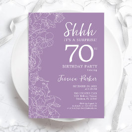 Invitación Surprise 70th Birthday - Morado Floral
