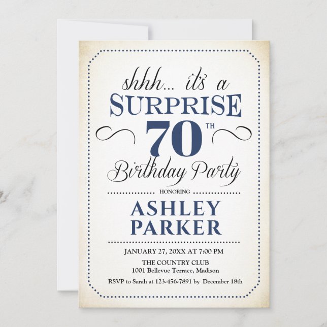 Invitación Surprise 70th Birthday Party (Anverso)