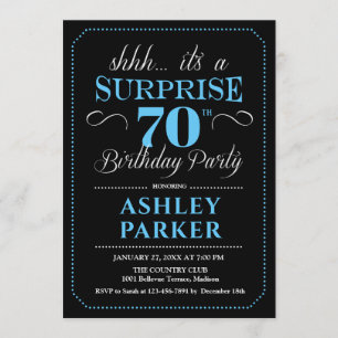 Invitación Surprise 70th Birthday Party - Black Blue