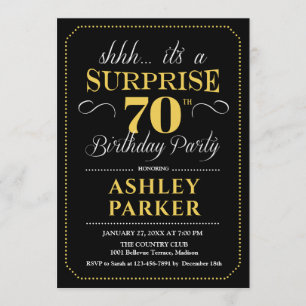 Invitación Surprise 70th Birthday Party - Black Gold