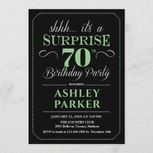 Invitación Surprise 70th Birthday Party - Black Green