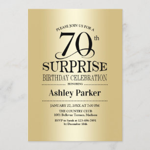 Invitación Surprise 70th Birthday Party - Gold