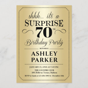Invitación Surprise 70th Birthday Party - Gold