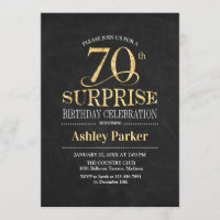 Surprise 70th Birthday Party - Gold Black