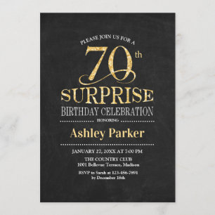Invitación Surprise 70th Birthday Party - Gold Black