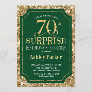 Invitación Surprise 70th Birthday Party - Gold Green