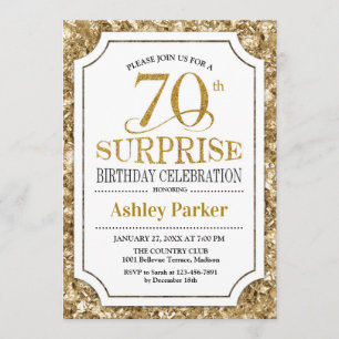 Invitación Surprise 70th Birthday Party - Gold White
