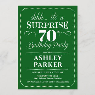 Invitación Surprise 70th Birthday Party - Green White