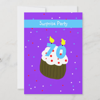 Invitación Surprise 70th Birthday Party Invitation Cupcake