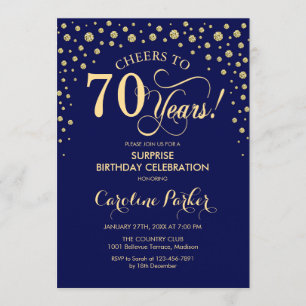 Invitación Surprise 70th Birthday Party - Marina Blue Gold