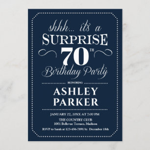 Invitación Surprise 70th Birthday Party - Navy White